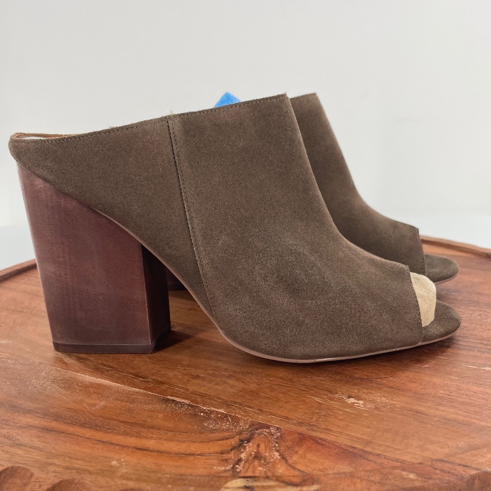 Linea paolo leather heeled mules size 10.5 brown
